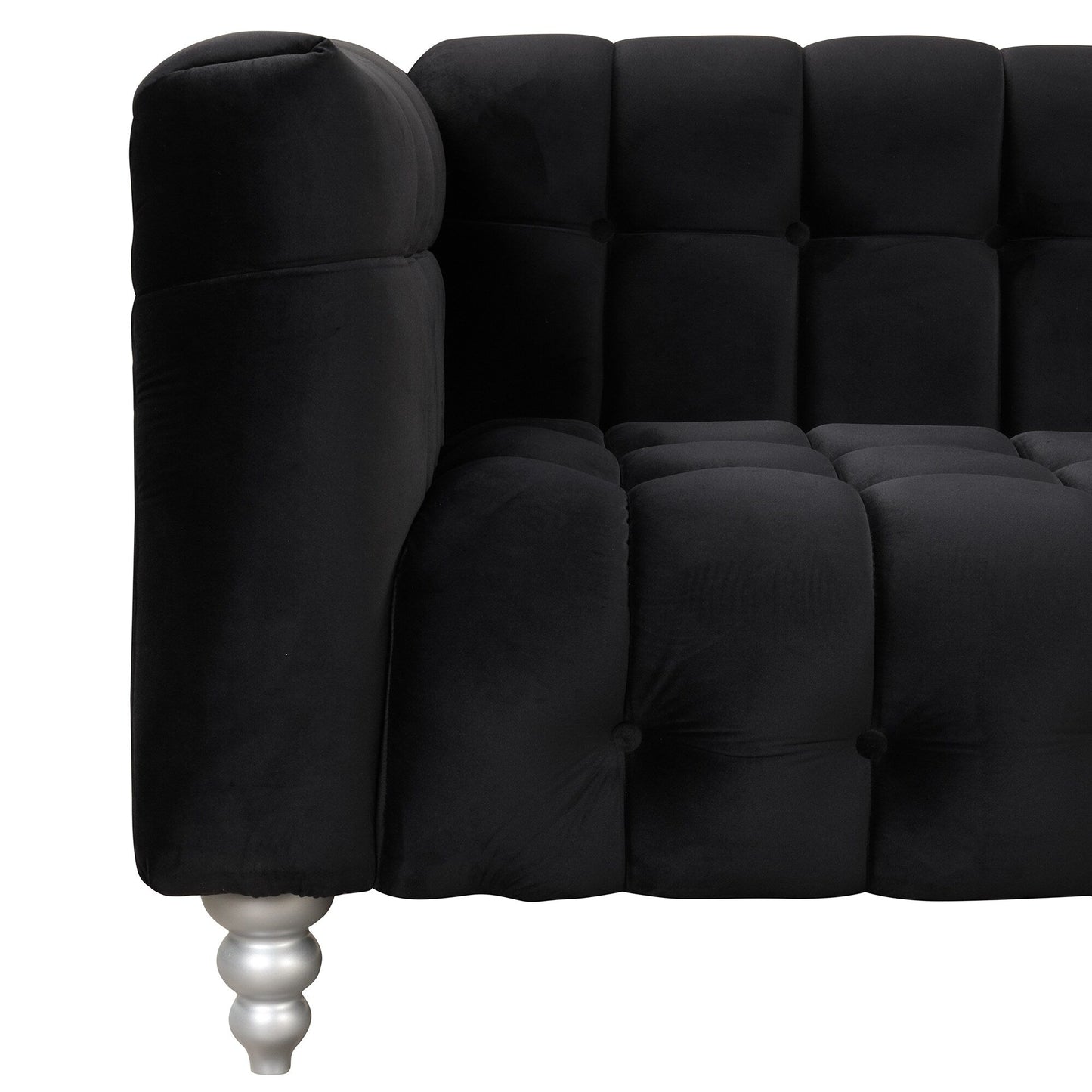 Roomfitters Modern 3-piece sofa set with solid wood legs, buttoned tufted backrest, Dutch fleece upholstered sofa set