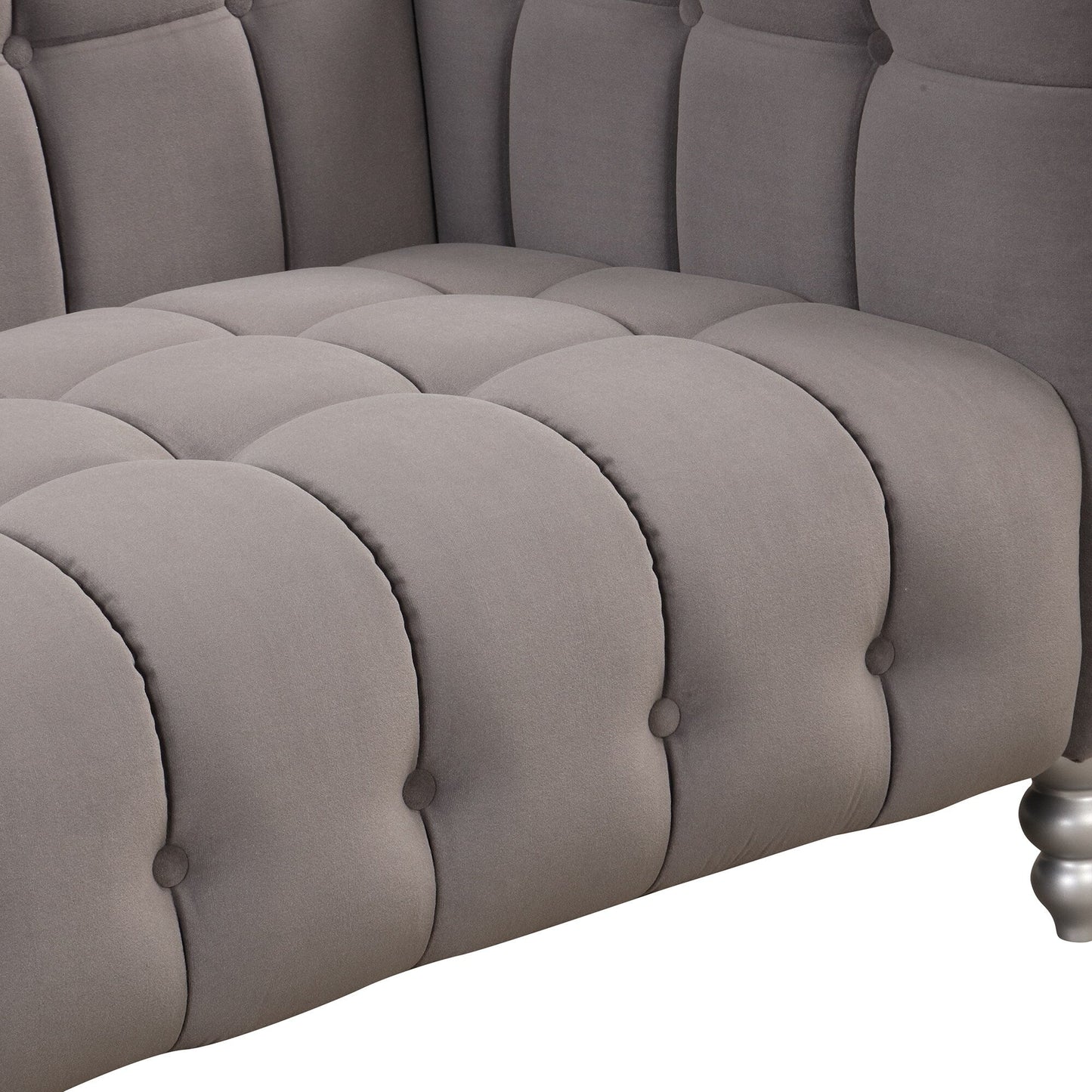 Roomfitters Modern 3-piece sofa set with solid wood legs, buttoned tufted backrest, Dutch fleece upholstered sofa set