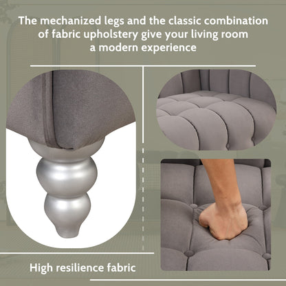 Roomfitters Modern 3-piece sofa set with solid wood legs, buttoned tufted backrest, Dutch fleece upholstered sofa set