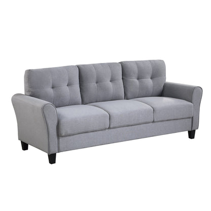 Roomfitters Modern Linen Upholstered Sofa, Stylish 3-Seat Couch for Living Room or Office Comfort