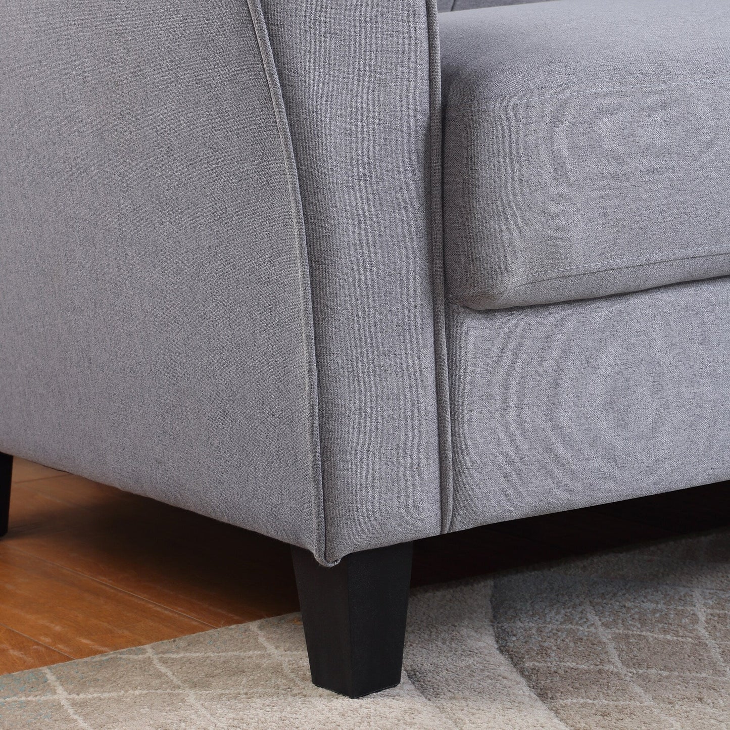 Roomfitters Modern Linen Upholstered Sofa, Stylish 3-Seat Couch for Living Room or Office Comfort