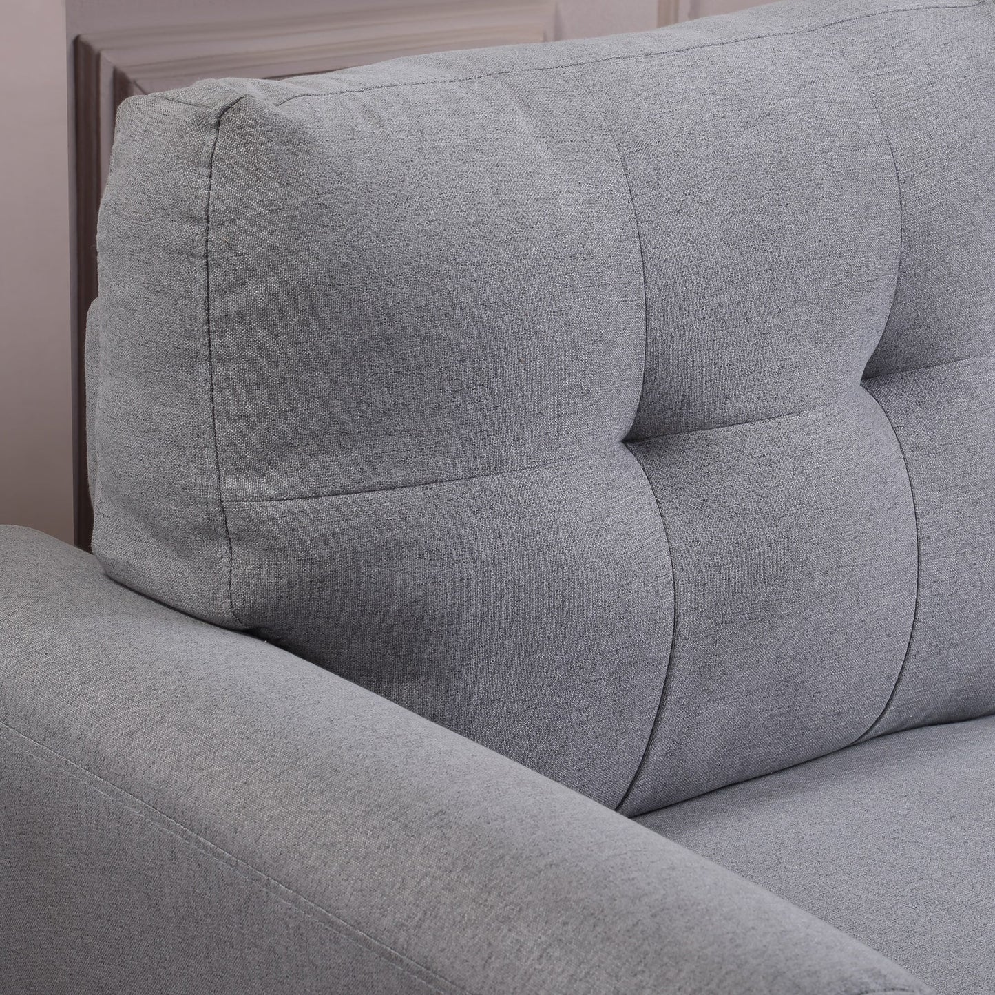 Roomfitters Modern Linen Upholstered Sofa, Stylish 3-Seat Couch for Living Room or Office Comfort