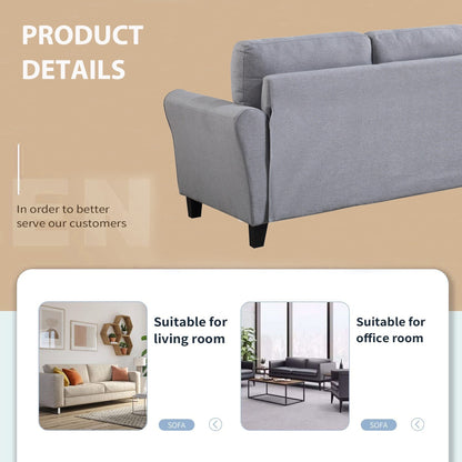 Roomfitters Modern Linen Upholstered Sofa, Stylish 3-Seat Couch for Living Room or Office Comfort