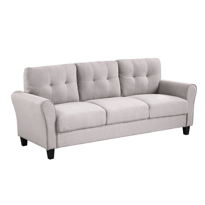 Roomfitters Modern Linen Upholstered Sofa, Stylish 3-Seat Couch for Living Room or Office Comfort