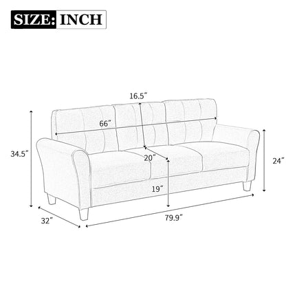 Roomfitters Modern Linen Upholstered Sofa, Stylish 3-Seat Couch for Living Room or Office Comfort