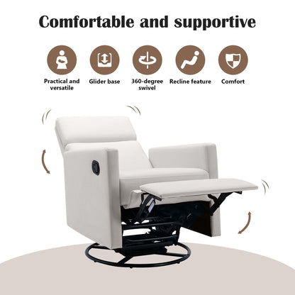 Roomfitters Modern Upholstered Rocker Nursery Chair, Plush Seating Glider Swivel Recliner Chair