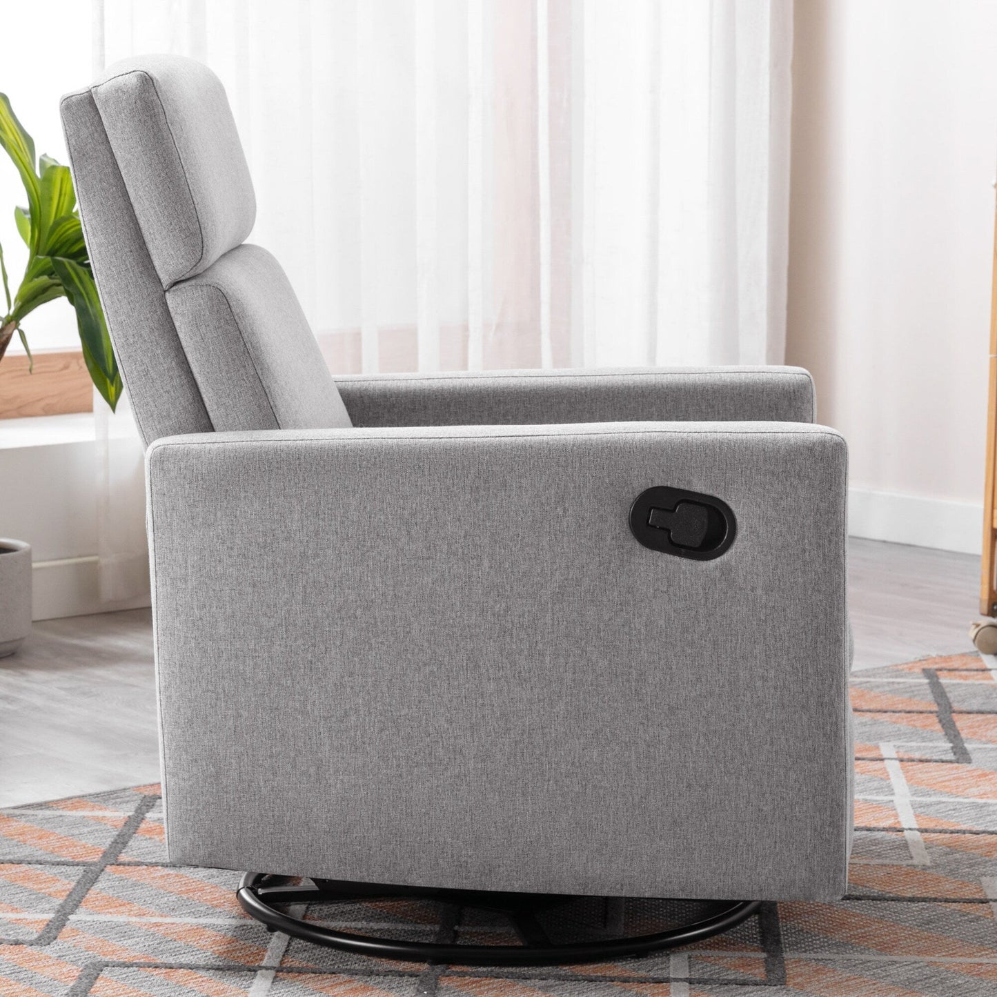 Roomfitters Modern Upholstered Rocker Nursery Chair, Plush Seating Glider Swivel Recliner Chair