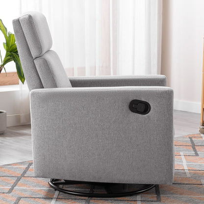 Roomfitters Modern Upholstered Rocker Nursery Chair, Plush Seating Glider Swivel Recliner Chair