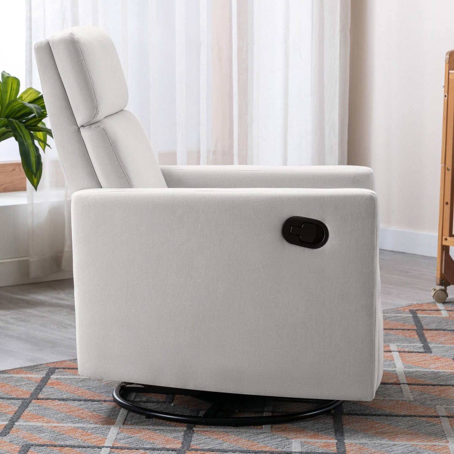 Roomfitters Modern Upholstered Rocker Nursery Chair, Plush Seating Glider Swivel Recliner Chair