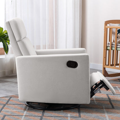 Roomfitters Modern Upholstered Rocker Nursery Chair, Plush Seating Glider Swivel Recliner Chair