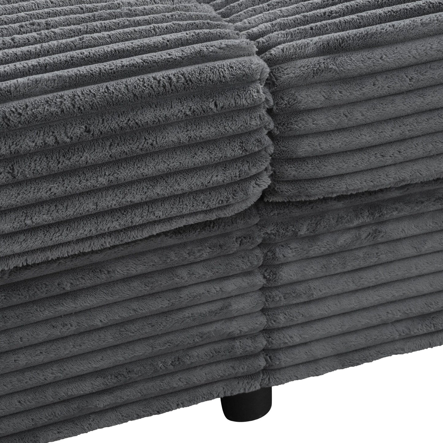Roomfitters Oversized Loveseat Chaise Lounge Sectional Sofa Bed, Corduroy Sleeper with USB Ports, Cup Holders