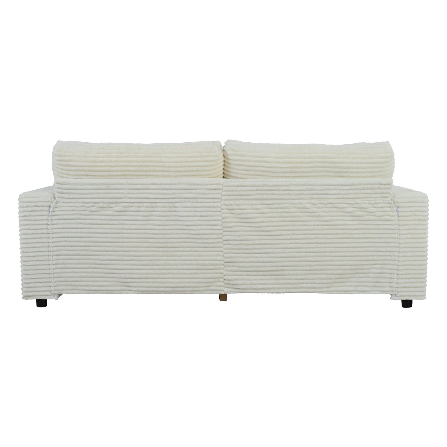 Roomfitters Oversized Loveseat Chaise Lounge Sectional Sofa Bed, Corduroy Sleeper with USB Ports, Cup Holders