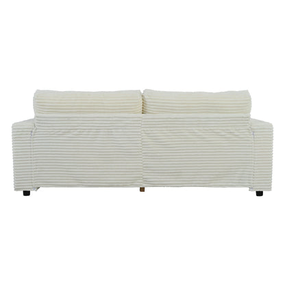 Roomfitters Oversized Loveseat Chaise Lounge Sectional Sofa Bed, Corduroy Sleeper with USB Ports, Cup Holders