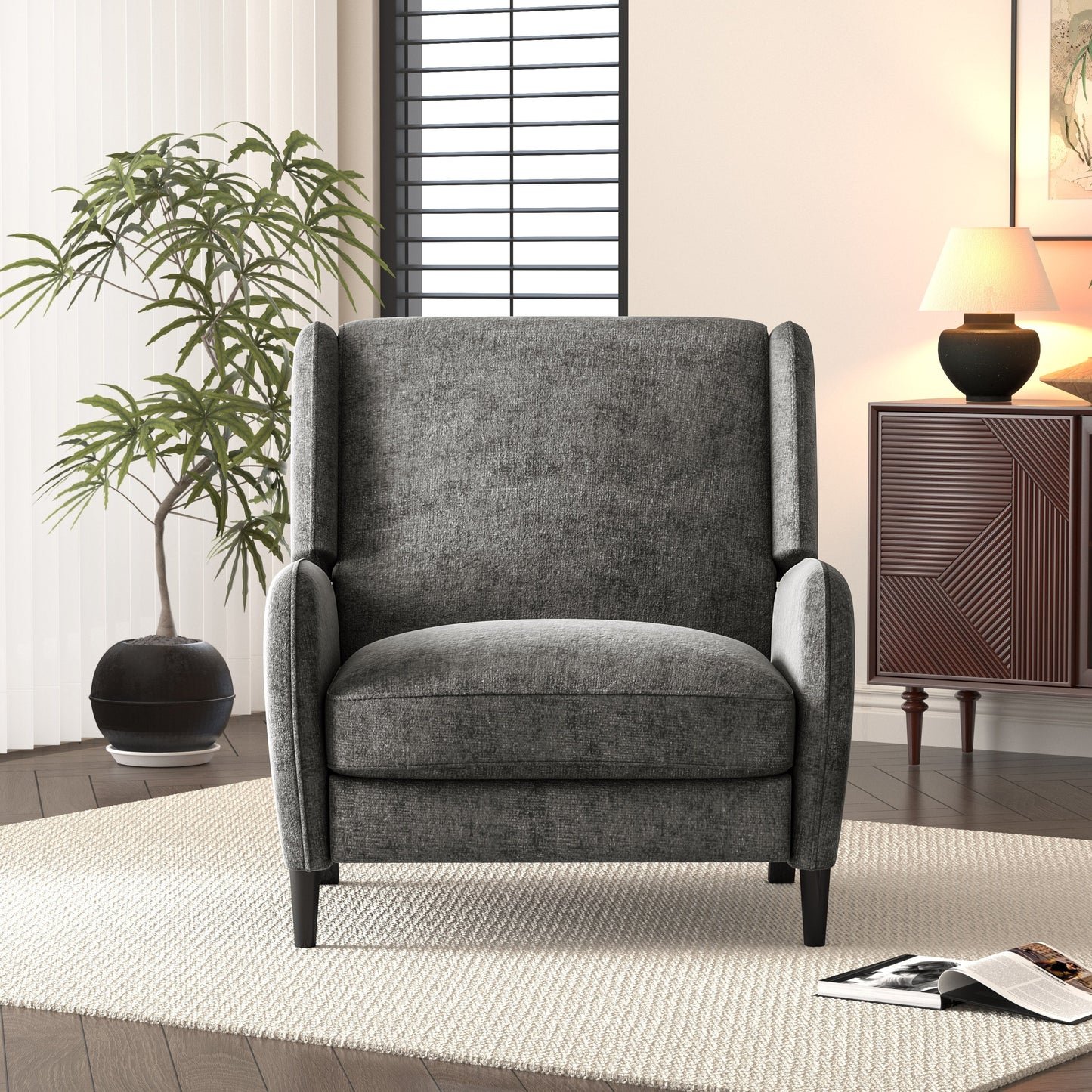 Roomfitters Oversized Textured Fabric Pushback Recliner, Cozy Recliner for Living Room