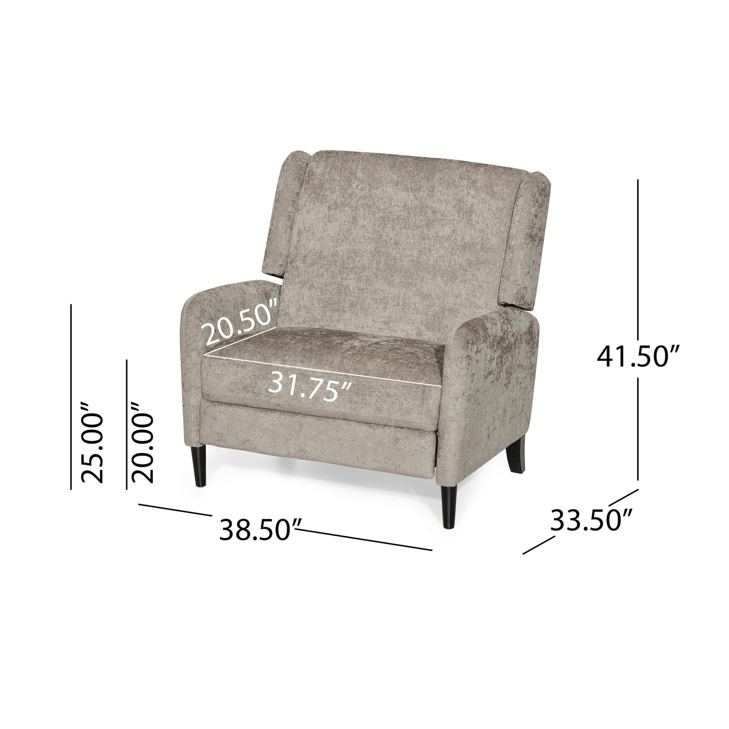 Roomfitters Oversized Textured Fabric Pushback Recliner, Cozy Recliner for Living Room