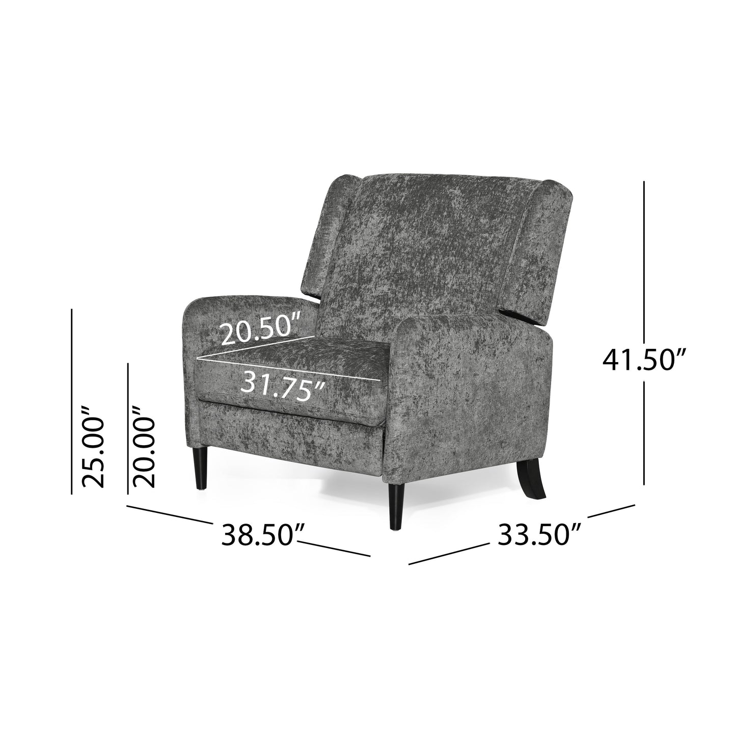 Roomfitters Oversized Textured Fabric Pushback Recliner, Cozy Recliner for Living Room