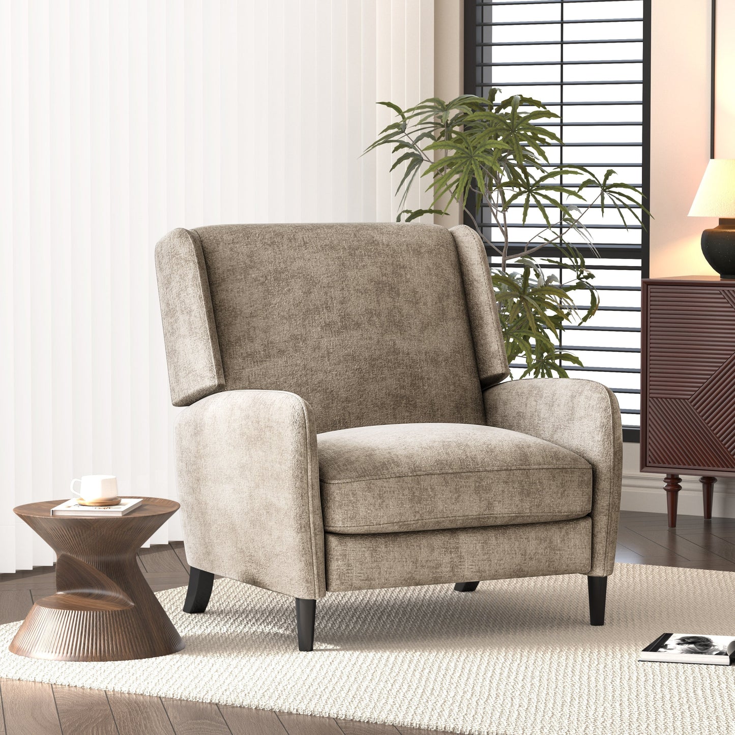 Roomfitters Oversized Textured Fabric Pushback Recliner, Cozy Recliner for Living Room