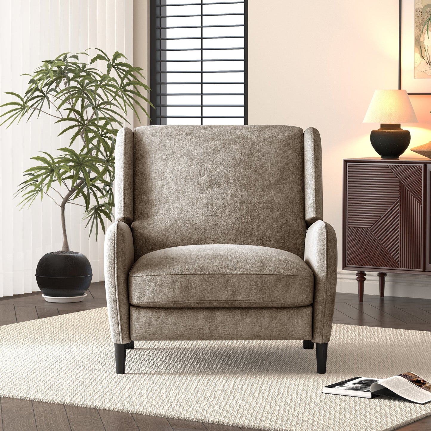Roomfitters Oversized Textured Fabric Pushback Recliner, Cozy Recliner for Living Room