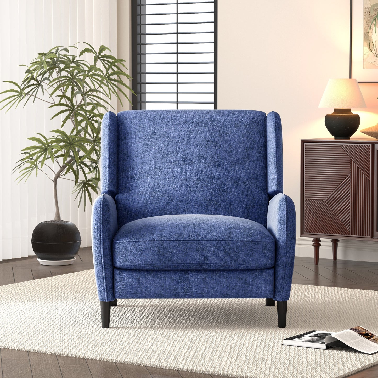 Roomfitters Oversized Textured Fabric Pushback Recliner, Cozy Recliner for Living Room