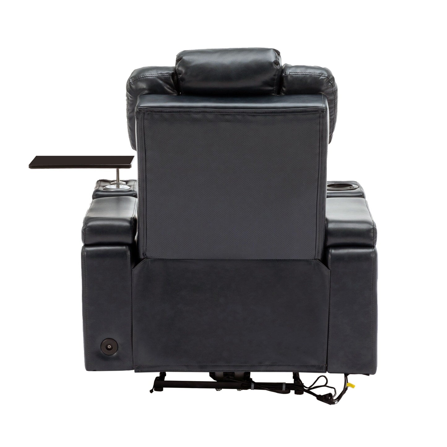 Roomfitters PU Leather Power Recliner Home Theater Seat with Cooling Cup Holder USB Ports Tray Table and Arm Storage