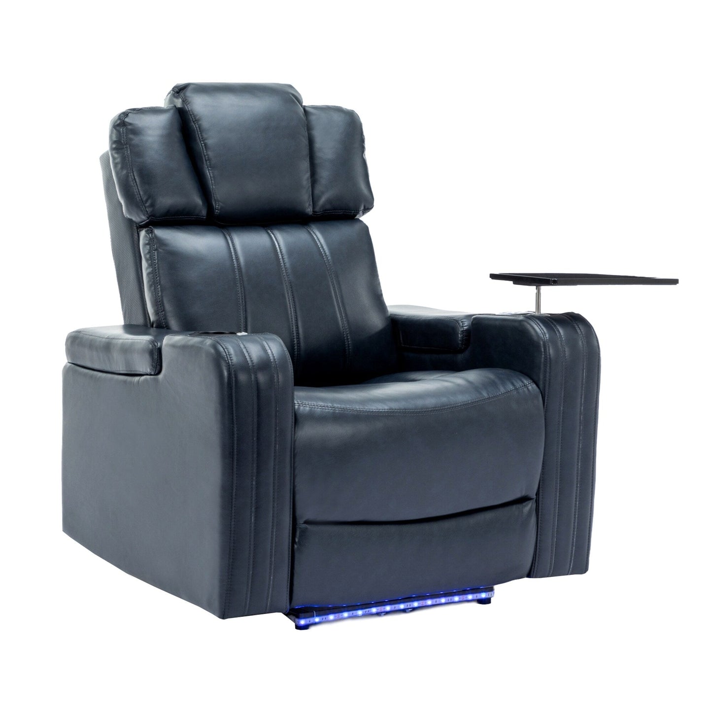Roomfitters PU Leather Power Recliner Home Theater Seat with Cooling Cup Holder USB Ports Tray Table and Arm Storage