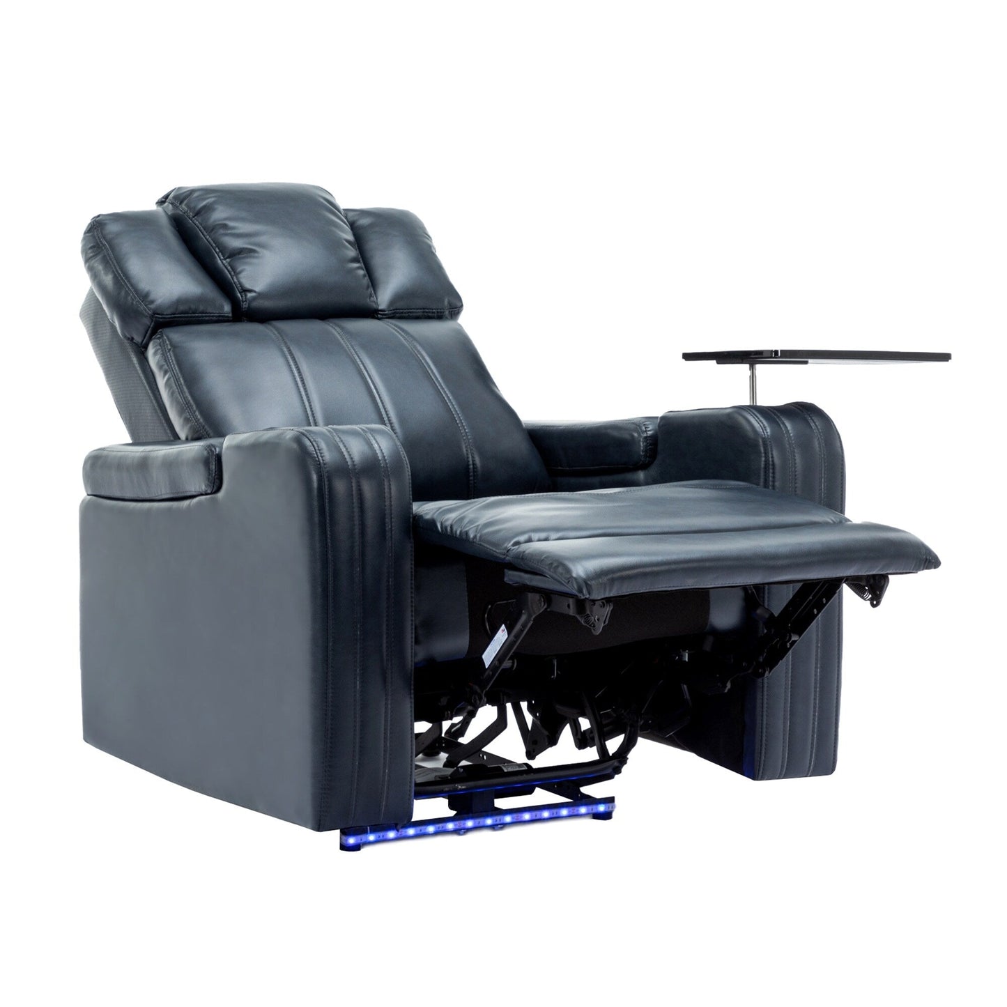 Roomfitters PU Leather Power Recliner Home Theater Seat with Cooling Cup Holder USB Ports Tray Table and Arm Storage