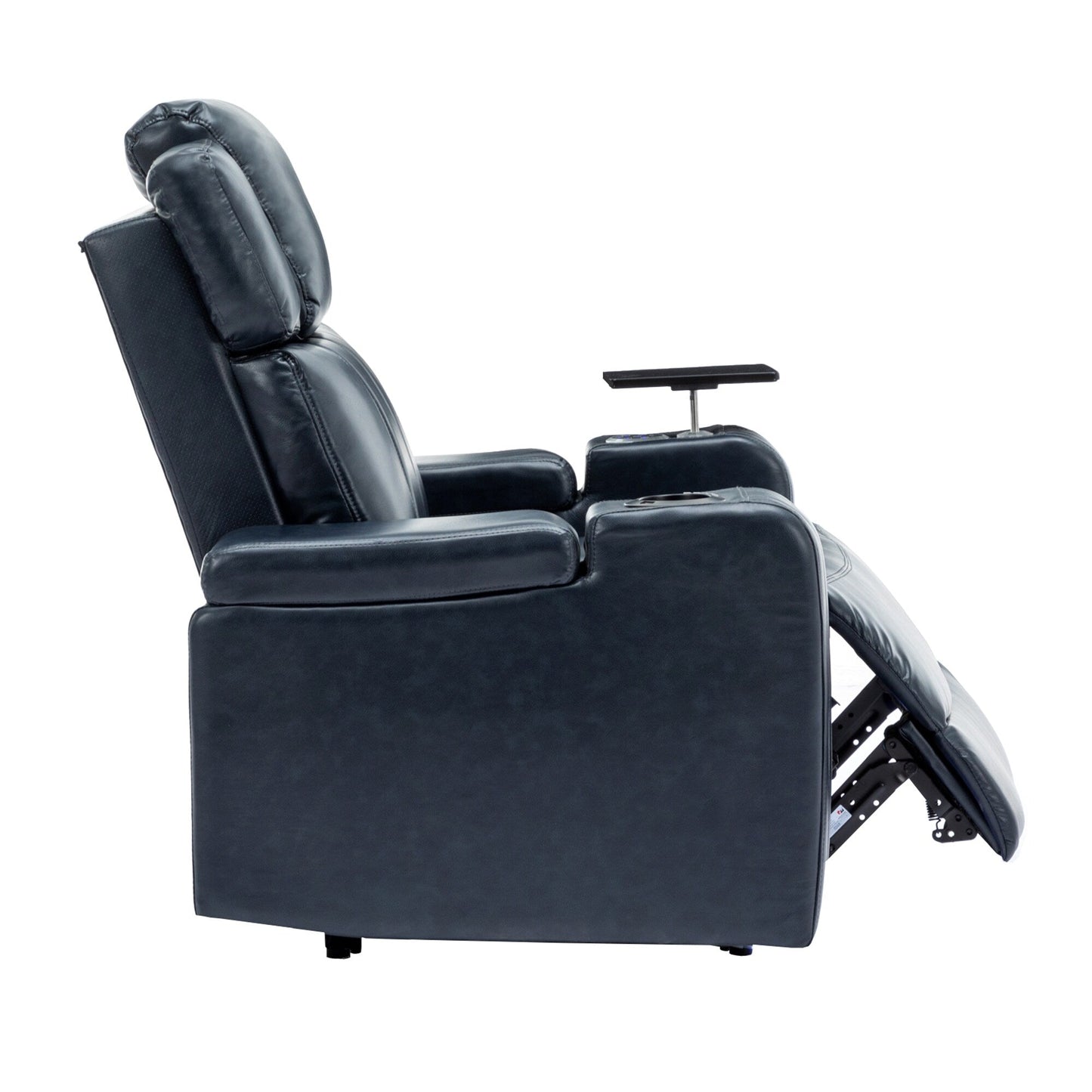 Roomfitters PU Leather Power Recliner Home Theater Seat with Cooling Cup Holder USB Ports Tray Table and Arm Storage