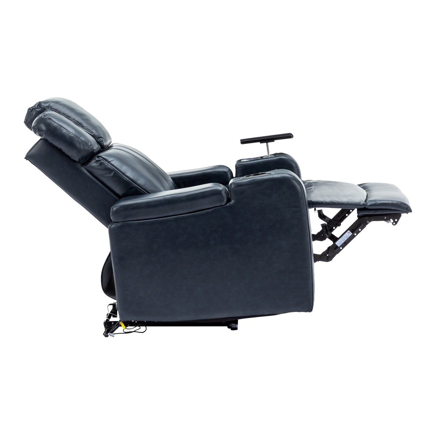 Roomfitters PU Leather Power Recliner Home Theater Seat with Cooling Cup Holder USB Ports Tray Table and Arm Storage