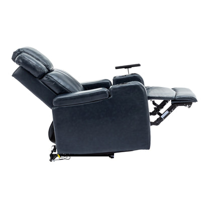 Roomfitters PU Leather Power Recliner Home Theater Seat with Cooling Cup Holder USB Ports Tray Table and Arm Storage