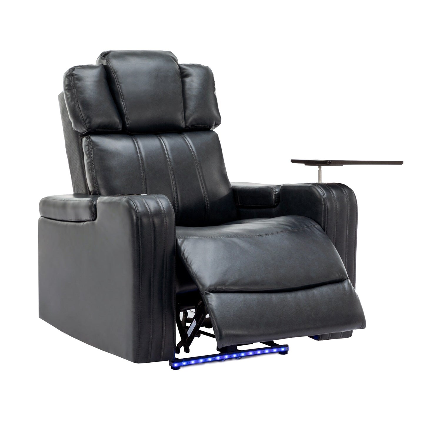 Roomfitters PU Leather Power Recliner Home Theater Seat with Cooling Cup Holder USB Ports Tray Table and Arm Storage