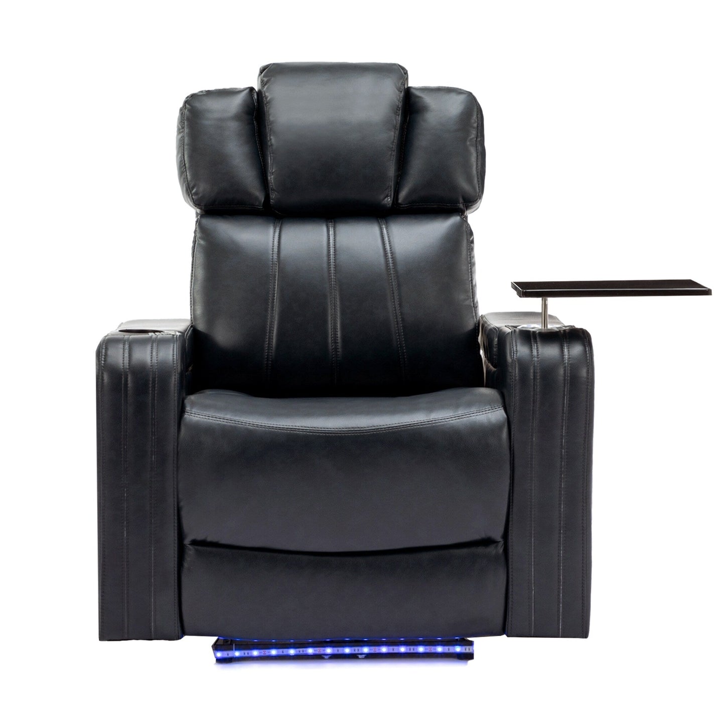 Roomfitters PU Leather Power Recliner Home Theater Seat with Cooling Cup Holder USB Ports Tray Table and Arm Storage