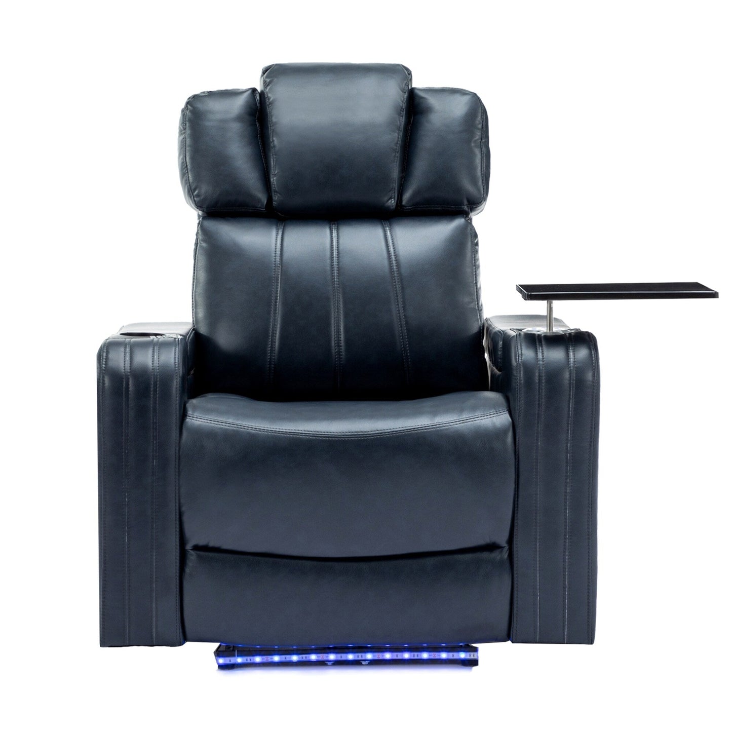 Roomfitters PU Leather Power Recliner Home Theater Seat with Cooling Cup Holder USB Ports Tray Table and Arm Storage