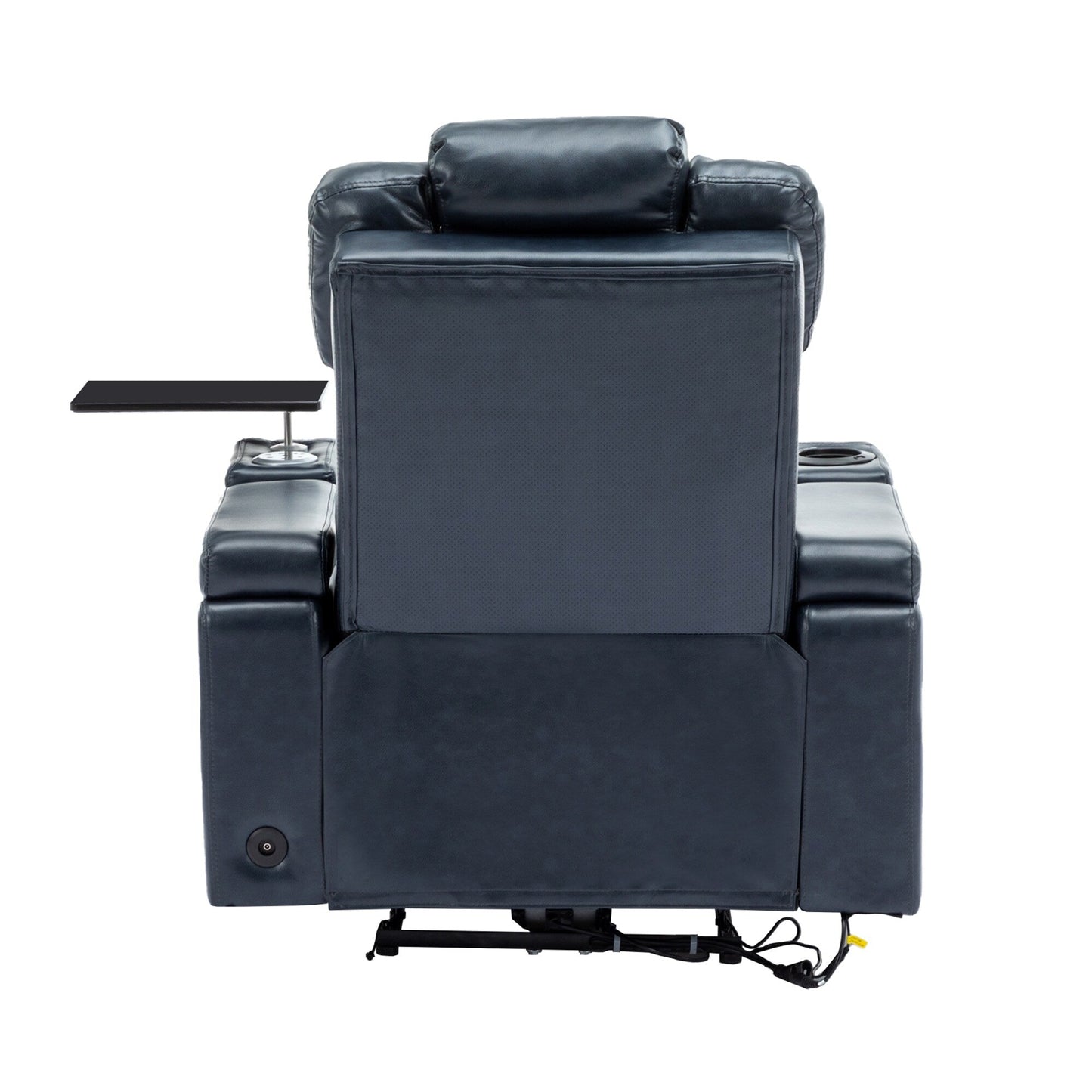 Roomfitters PU Leather Power Recliner Home Theater Seat with Cooling Cup Holder USB Ports Tray Table and Arm Storage