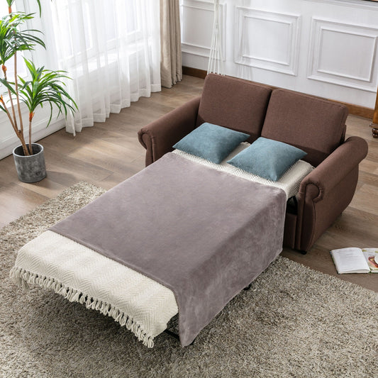 Roomfitters Pull-Out Loveseat Sofa Bed with Twin Size Memory Mattress, Space-Saving Sleeper Couch for Living Room