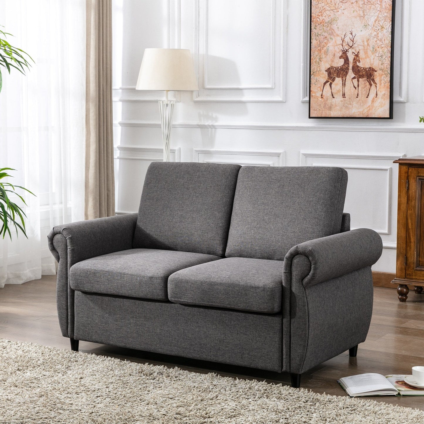 Roomfitters Pull-Out Loveseat Sofa Bed with Twin Size Memory Mattress, Space-Saving Sleeper Couch for Living Room