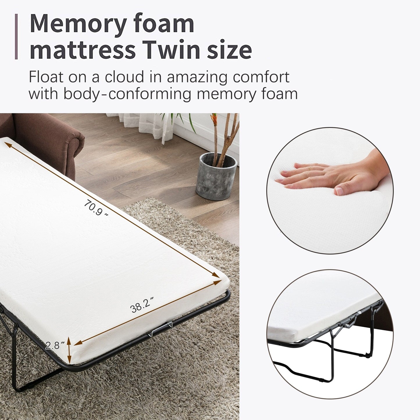 Roomfitters Pull-Out Loveseat Sofa Bed with Twin Size Memory Mattress, Space-Saving Sleeper Couch for Living Room