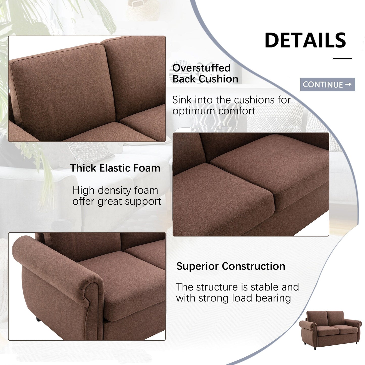 Roomfitters Pull-Out Loveseat Sofa Bed with Twin Size Memory Mattress, Space-Saving Sleeper Couch for Living Room