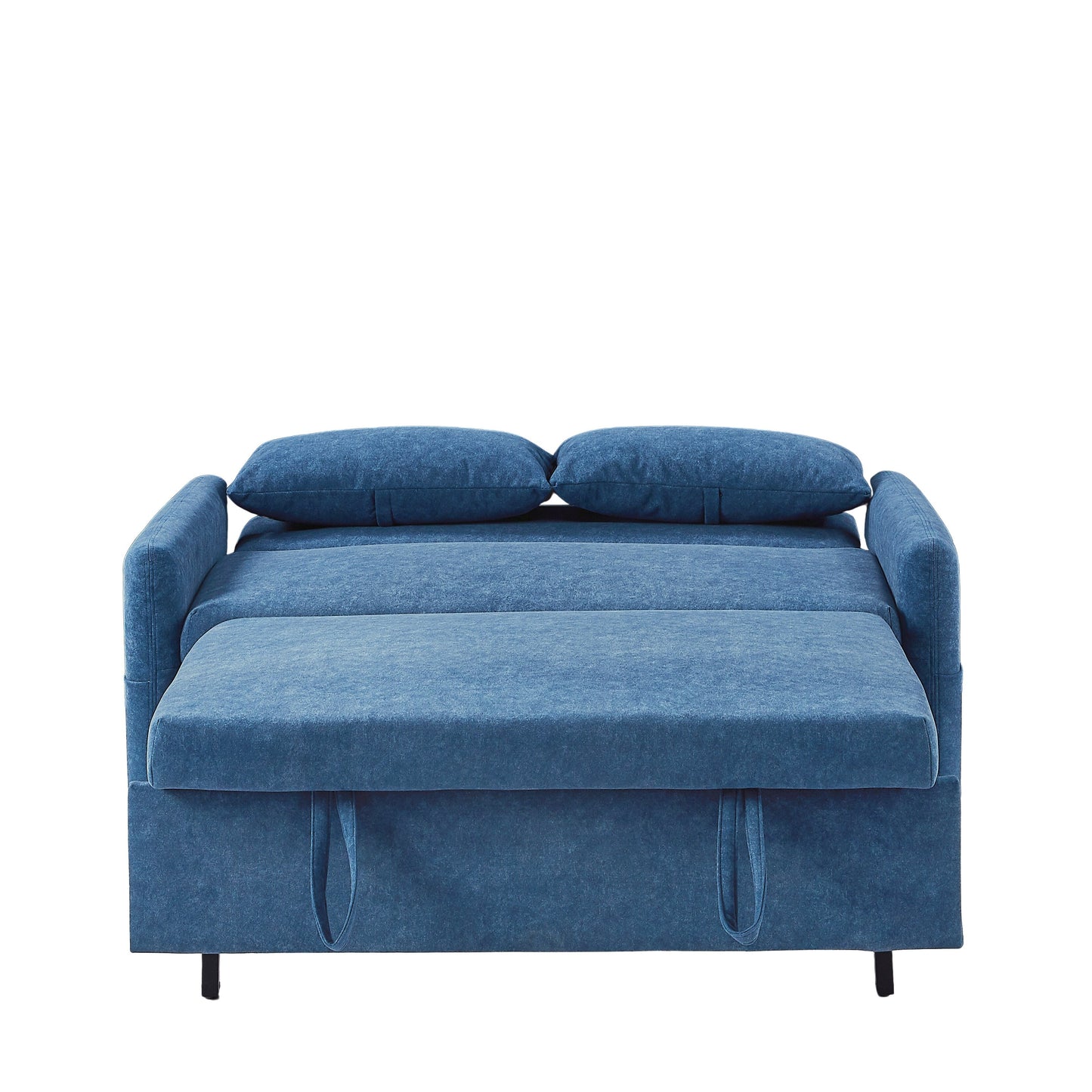 Roomfitters Pull-Out Sleeper Loveseat Sofa with Adjustable Backrest, Storage Pockets, USB Ports, and Soft Pillows