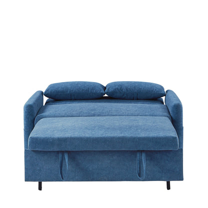 Roomfitters Pull-Out Sleeper Loveseat Sofa with Adjustable Backrest, Storage Pockets, USB Ports, and Soft Pillows