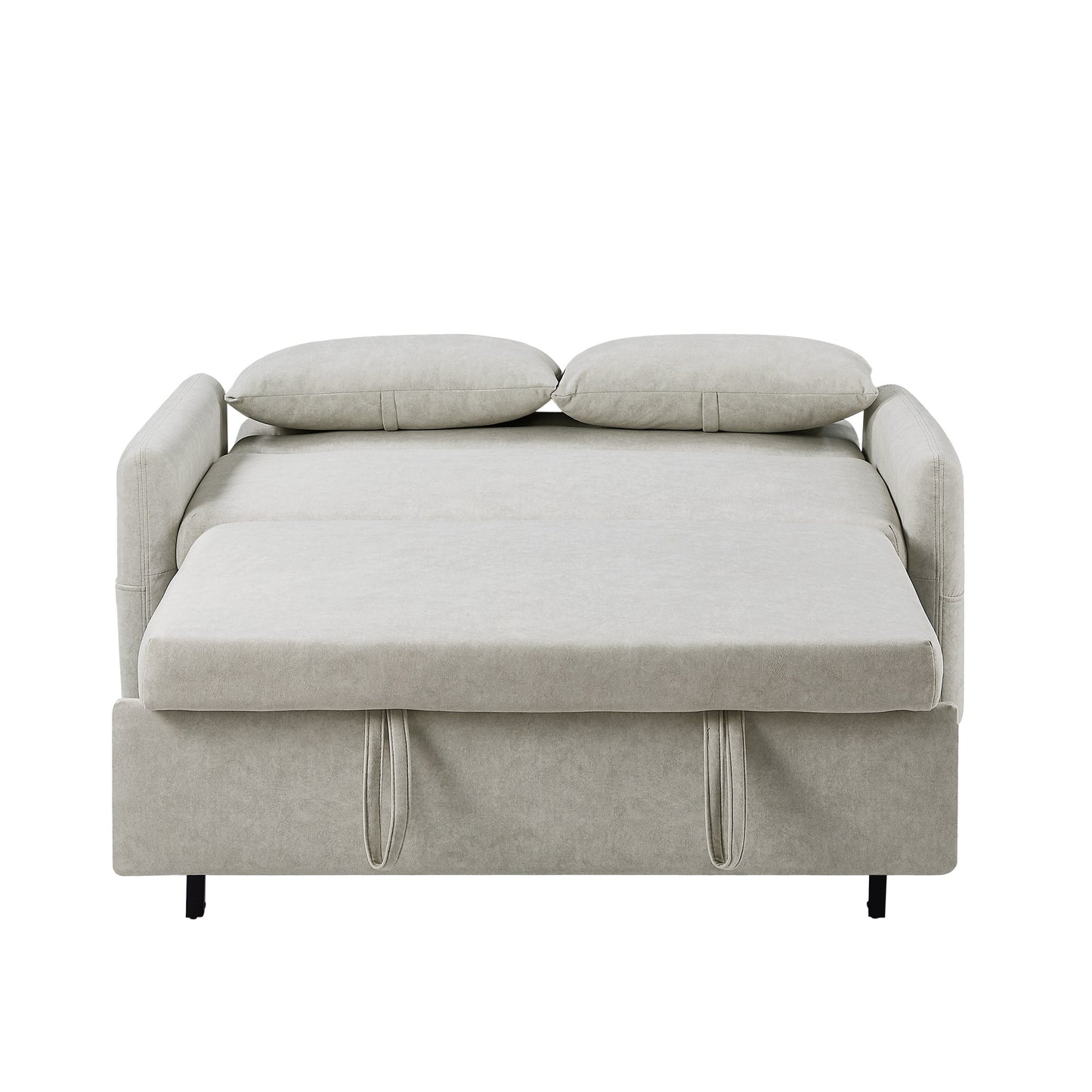 Roomfitters Pull-Out Sleeper Loveseat Sofa with Adjustable Backrest, Storage Pockets, USB Ports, and Soft Pillows