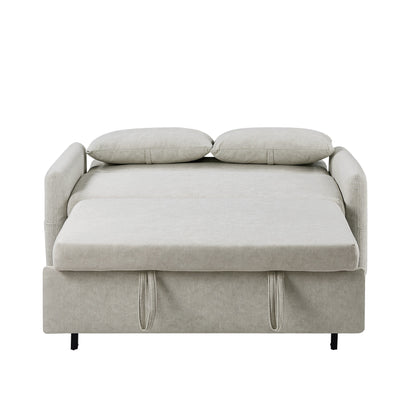 Roomfitters Pull-Out Sleeper Loveseat Sofa with Adjustable Backrest, Storage Pockets, USB Ports, and Soft Pillows