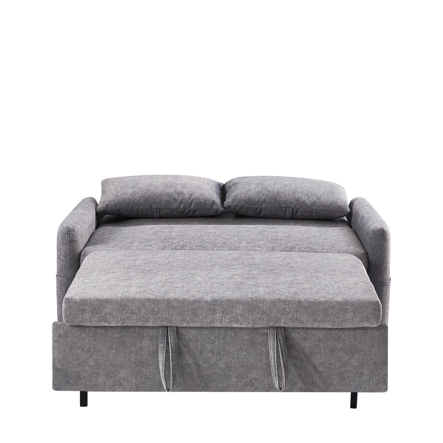 Roomfitters Pull-Out Sleeper Loveseat Sofa with Adjustable Backrest, Storage Pockets, USB Ports, and Soft Pillows