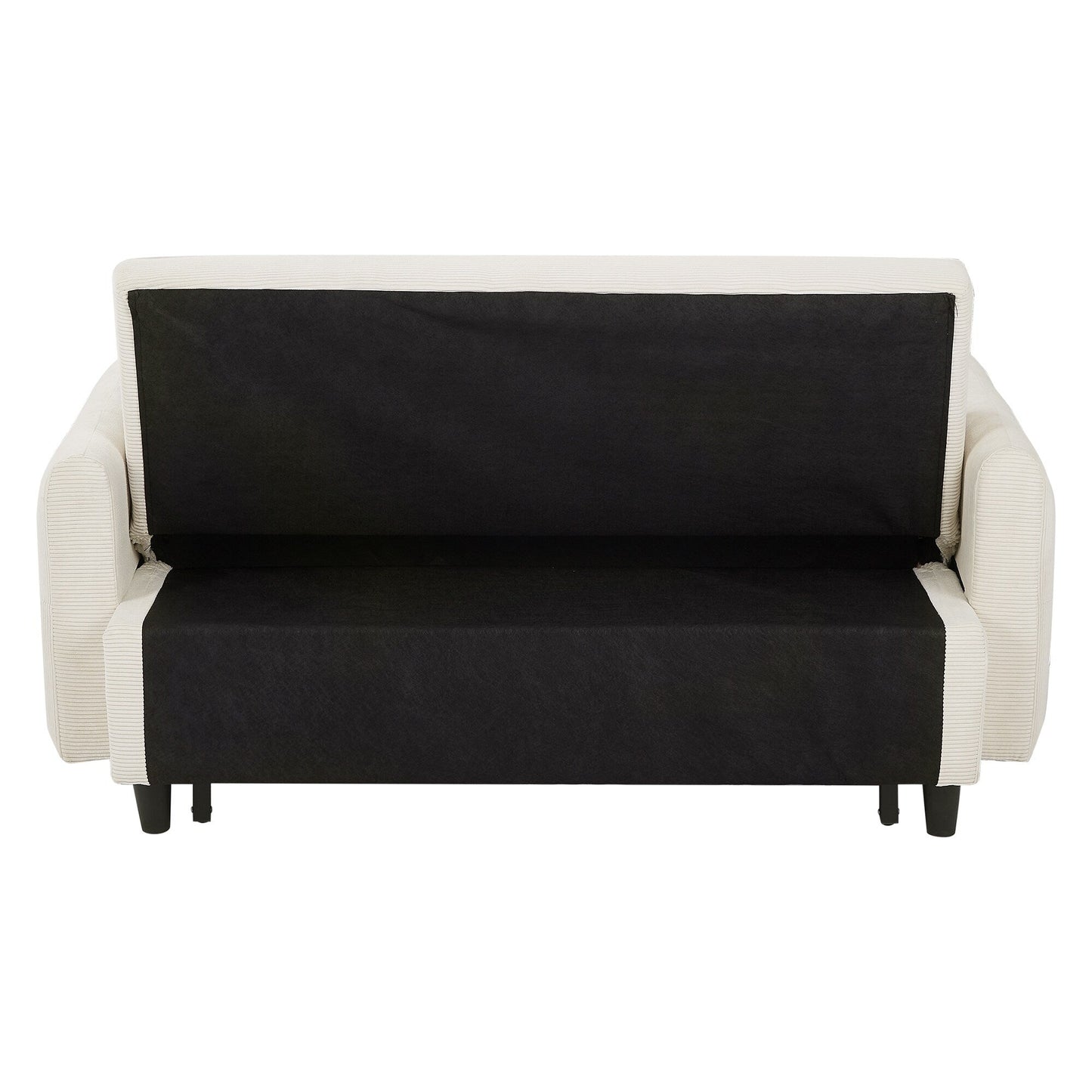 Roomfitters Pull-Out Sofa Bed Convertible 2-Seat Loveseat with Throw Pillows and USB Ports, Modern Sleeper Sofa, Beige