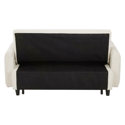 Roomfitters Pull-Out Sofa Bed Convertible 2-Seat Loveseat with Throw Pillows and USB Ports, Modern Sleeper Sofa, Beige