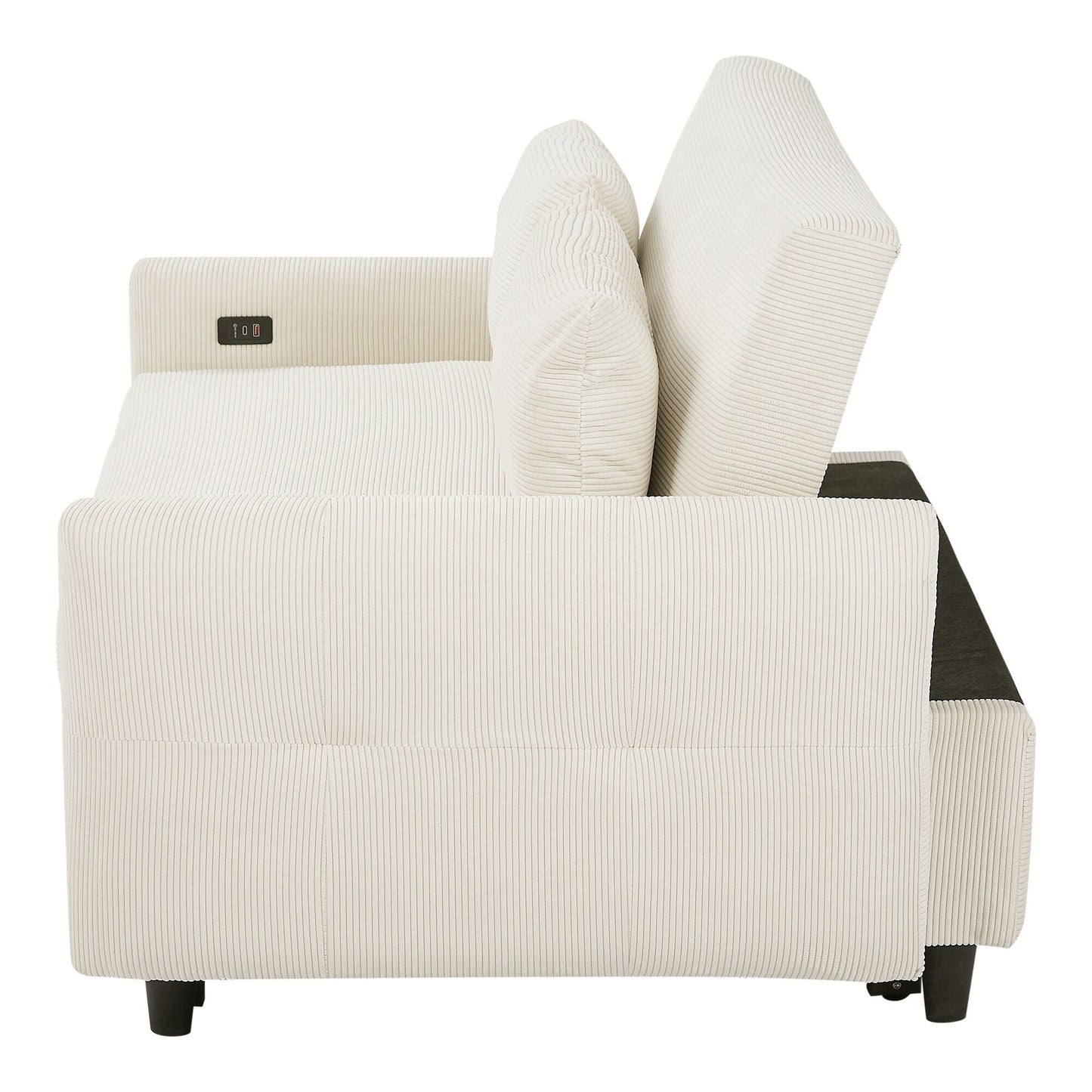 Roomfitters Pull-Out Sofa Bed Convertible 2-Seat Loveseat with Throw Pillows and USB Ports, Modern Sleeper Sofa, Beige