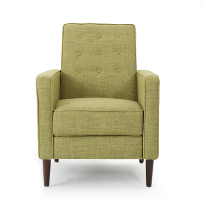 Roomfitters Push-Back Recliner Chair with Button Tufting and Tapered Wood Legs, Lounge Accent Chair for Living Room