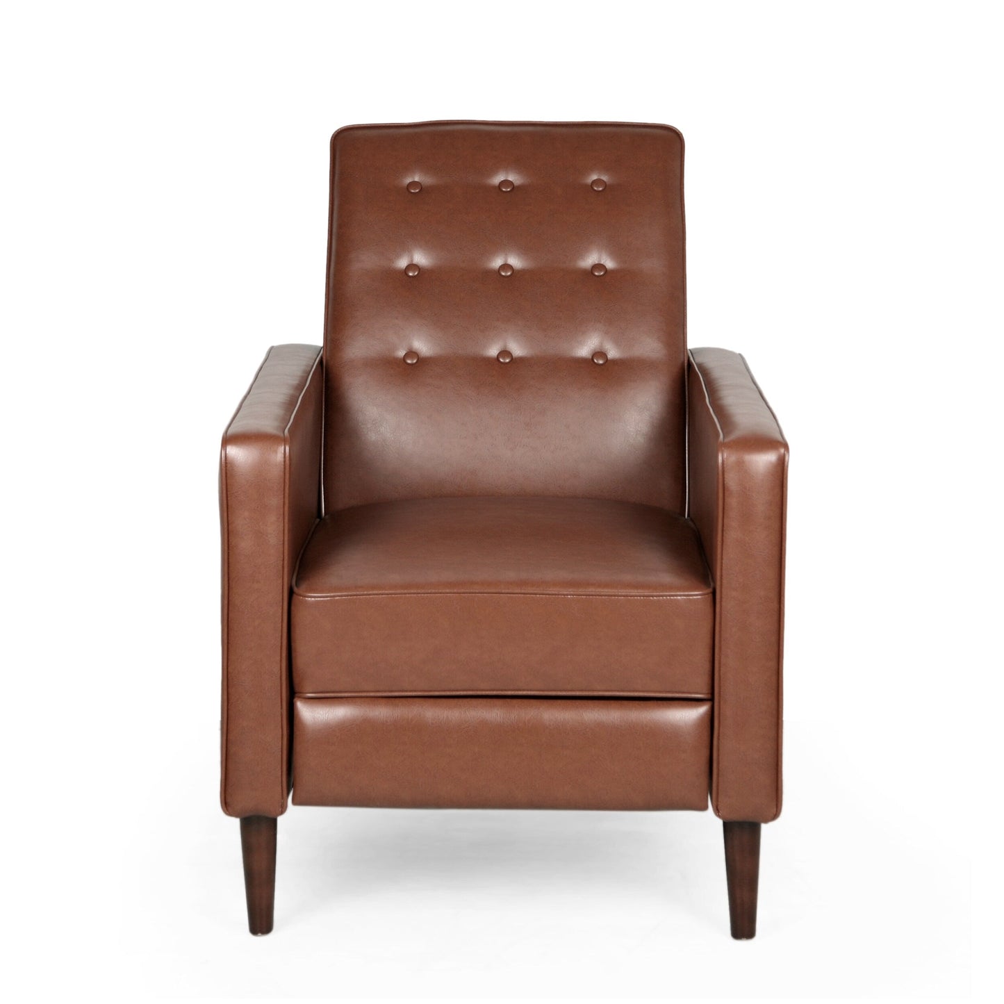 Roomfitters Push-Back Recliner Chair with Button Tufting and Tapered Wood Legs, Lounge Accent Chair for Living Room