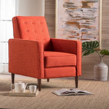 Roomfitters Push-Back Recliner Chair with Button Tufting and Tapered Wood Legs, Lounge Accent Chair for Living Room