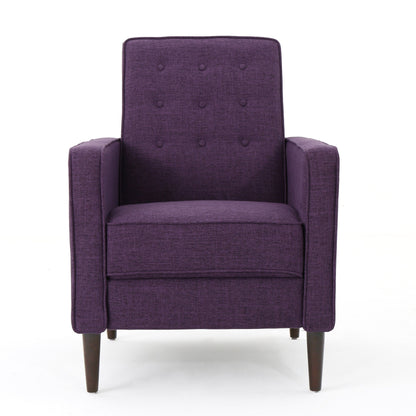 Roomfitters Push-Back Recliner Chair with Button Tufting and Tapered Wood Legs, Lounge Accent Chair for Living Room