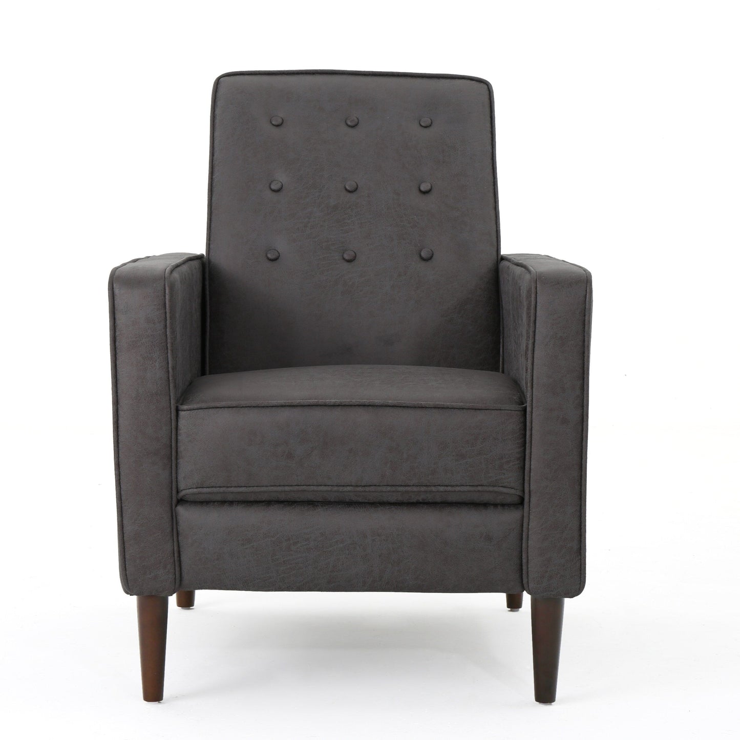 Roomfitters Push-Back Recliner Chair with Button Tufting and Tapered Wood Legs, Lounge Accent Chair for Living Room